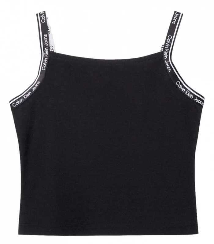 Calvin Klein Jeans - Girls' Logo Tape Strap Punto Top Black / 12