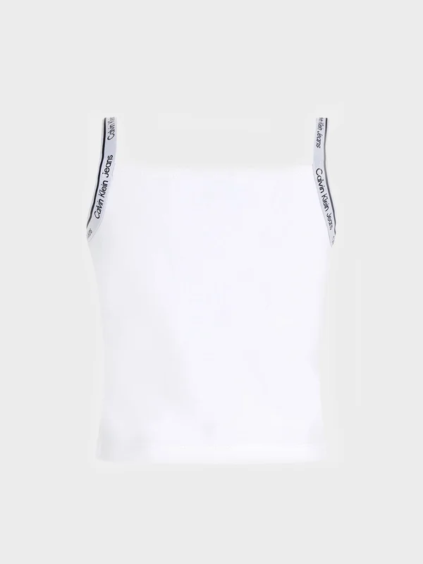 Calvin Klein Jeans - Girls' Logo Tape Strap Punto Top White / 8
