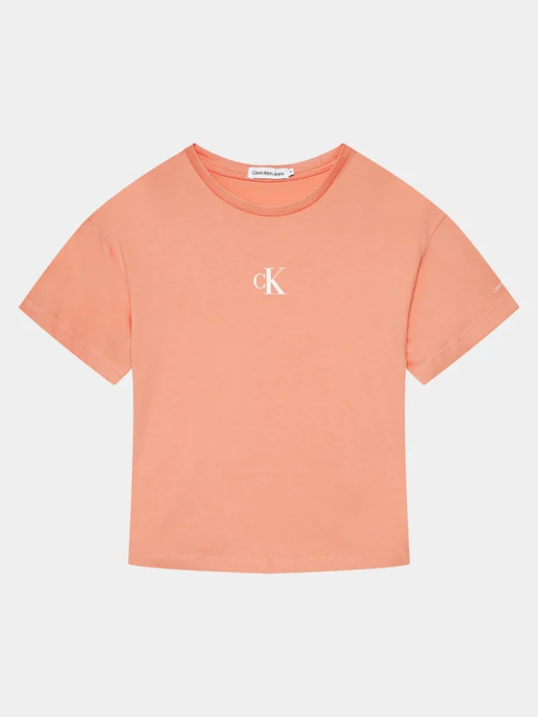Calvin Klein Jeans - Girls' Logo Print Cotton T-Shirt Orange / 4