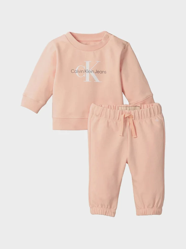 Calvin Klein Jeans - New Born Monogram Crew Neck Sweatshirt Set Pink / 12-18 M