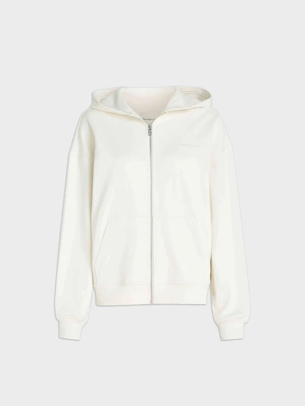 Calvin Klein Jeans - Women's Diffused Zip - Through Sweatshirt Off White / XS