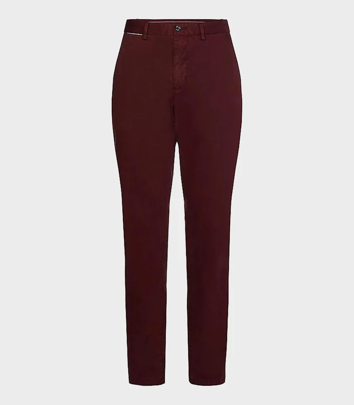 Tommy Hilfiger - Men's Denton Flex Satin Chino Pants Burgundy / 32