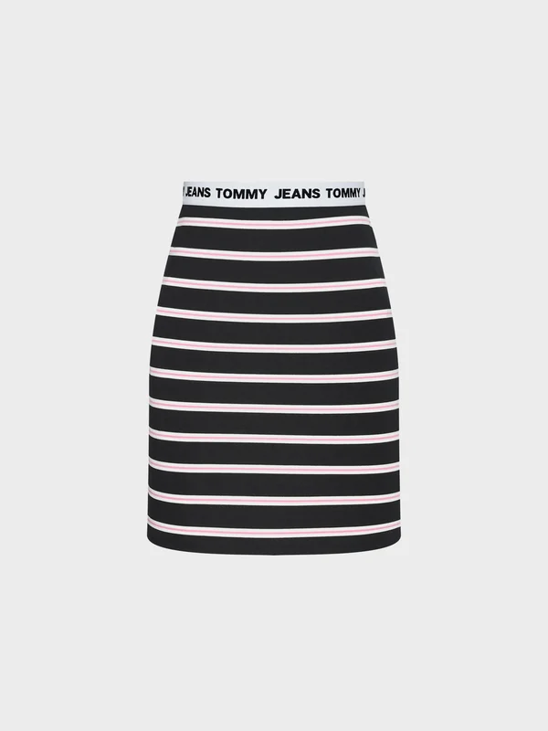 Tommy Hilfiger Jeans - Women's Stripe Bodycon Mid Skirt Slim Fit Black / M