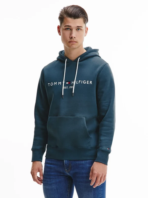 Tommy Hilfiger – Contrast Drawstring Logo Embroidery Hoody Regular Fit Teal / M