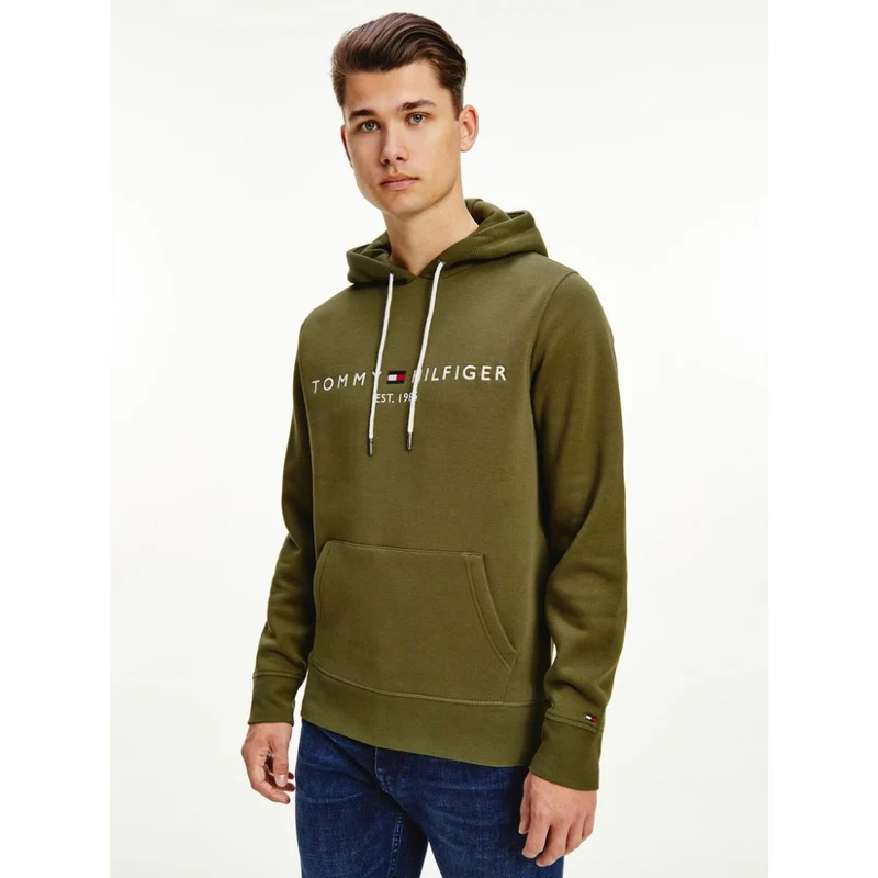 Tommy Hilfiger – Contrast Drawstring Logo Embroidery Hoody Regular Fit Olive / XS