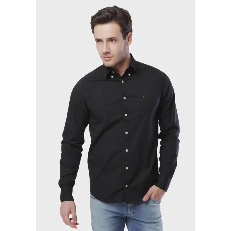 Camisa Tommy Hilfiger Masculina Regular Fit Cotton Oxford Preto