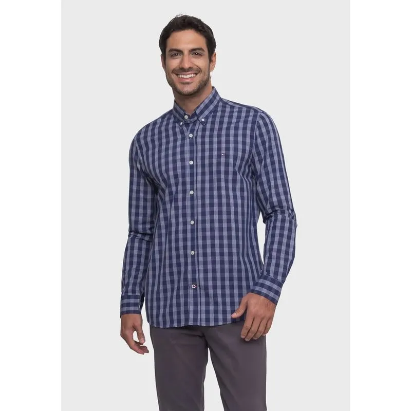 Camisa Tommy Hilfiger Masculina Regular Fit Xadrez Gales Azul Marinho