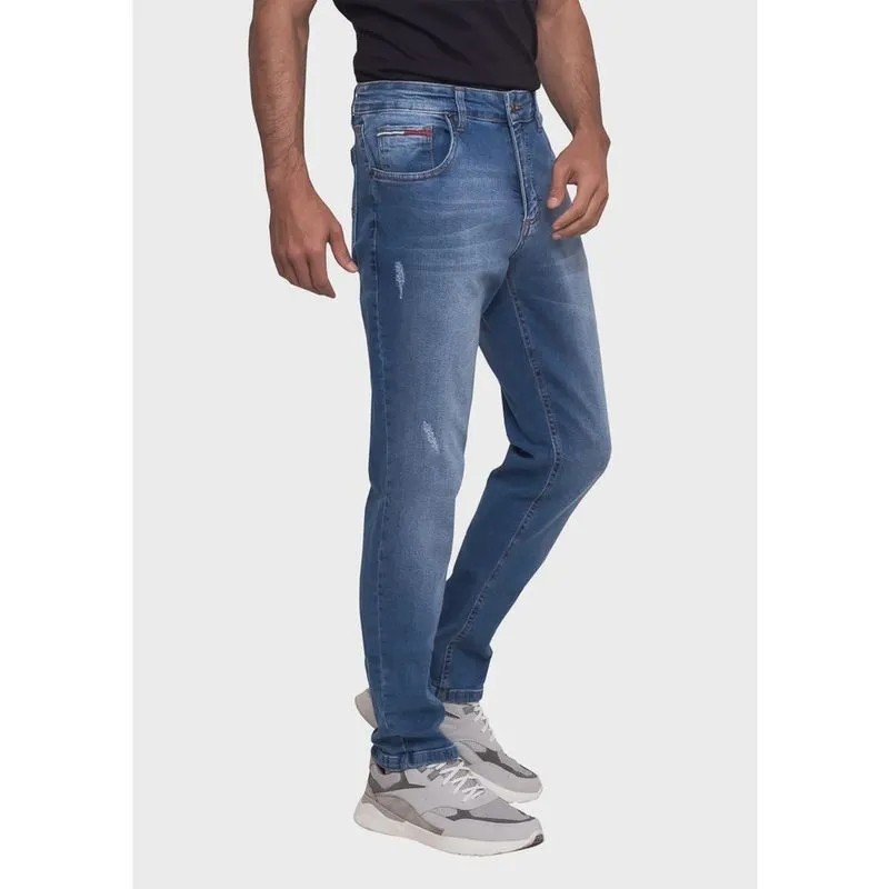 Calça Tommy Jeans Masculina Slim Fit Wash Stone Puidos Azul Escuro