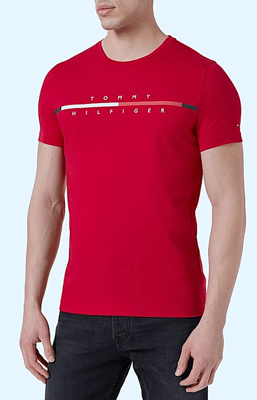 Tommy Hilfiger Mens Corp Split Logo Tee Blazer Red / 2XL
