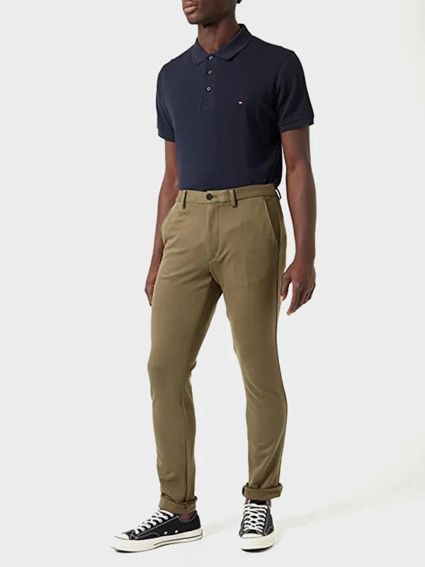 Tommy Hilfiger - Men's Bleecker Slim Fit Jersey Chinos Army Green / 40