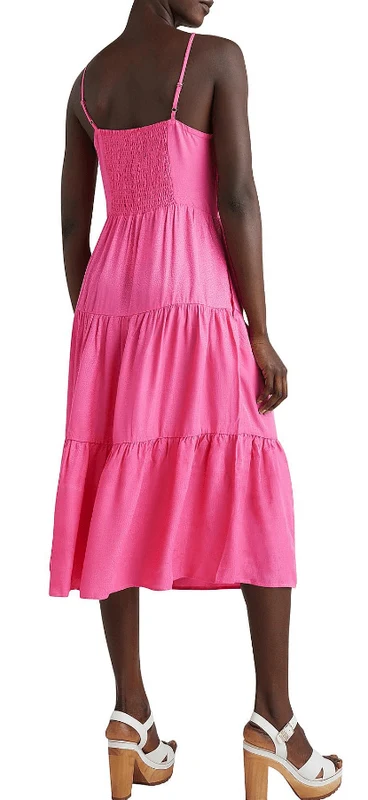 Tommy Hilfiger Womens Viscose Jacquard Fit Ans Flare Dress Radiant PInk / 40