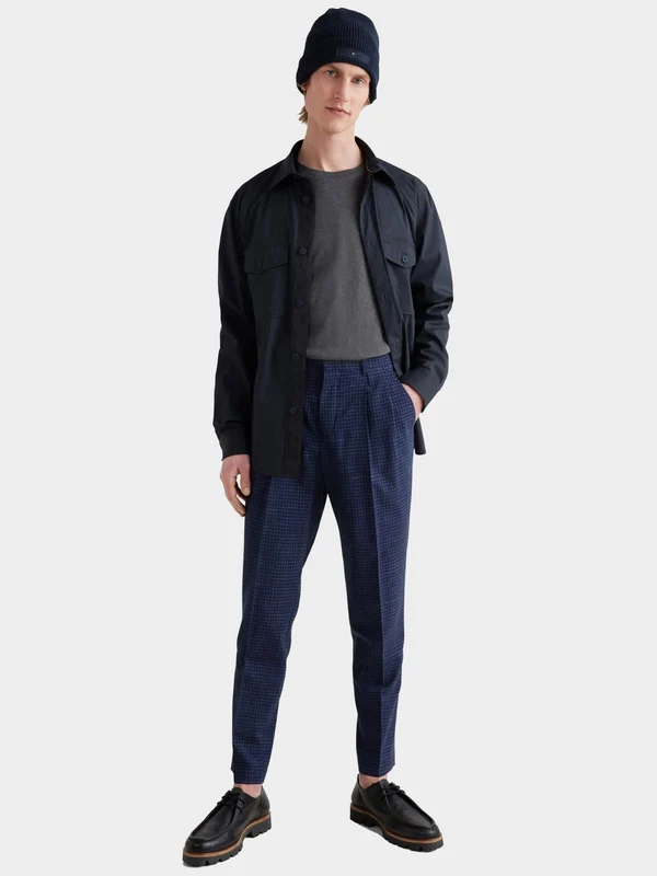 Tommy Hilfiger - Men's Chelsea Pleats Gingham Pants Relaxed Fit Desert Sky / 32