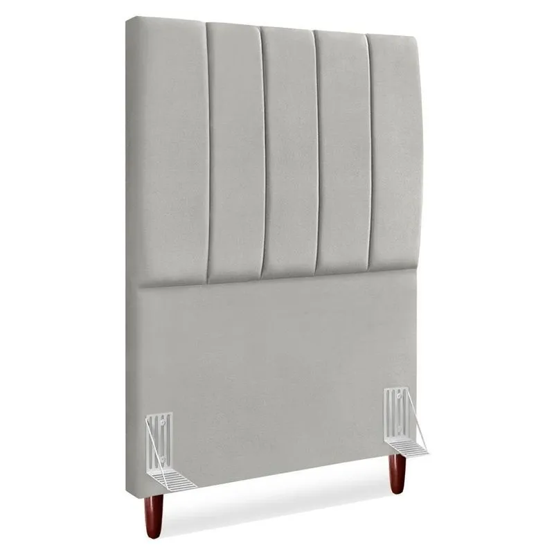 Cabeceira Solteiro 90 Cm Com Frame Carla Suede Cinza Claro Artte