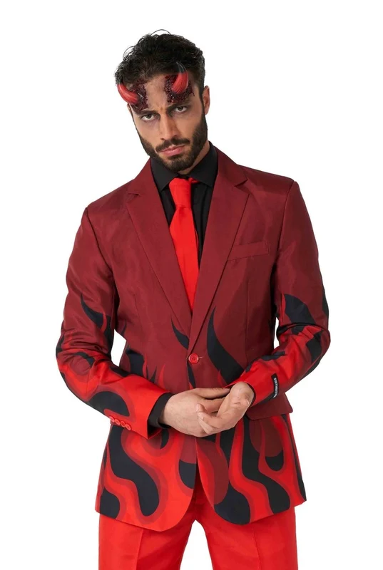 Teufelskostüm für Herren, rot, 3-teilig M-48/50
