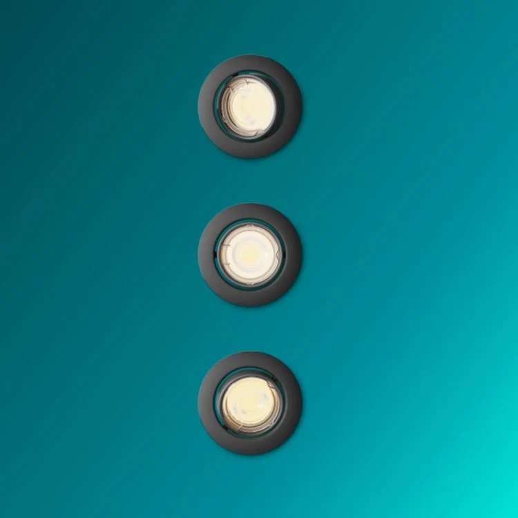 Philips LED inbouwspot Peridot zwart ⌀9cm set van 3 Losstaand