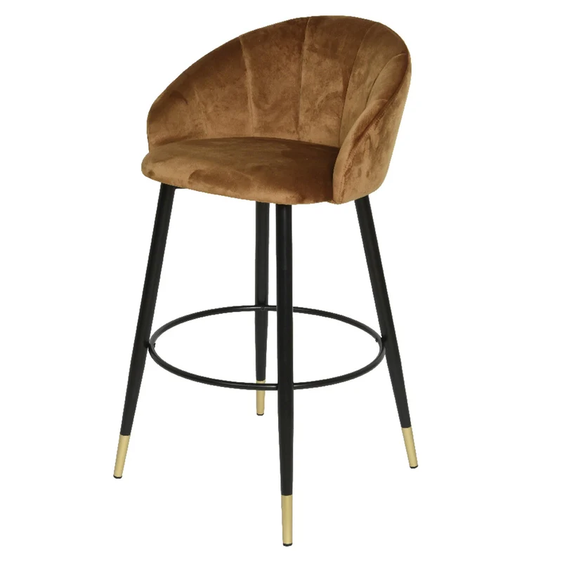 Sgabello da bar elegante in velluto per interno in stile moderno h 98 cm Marrone