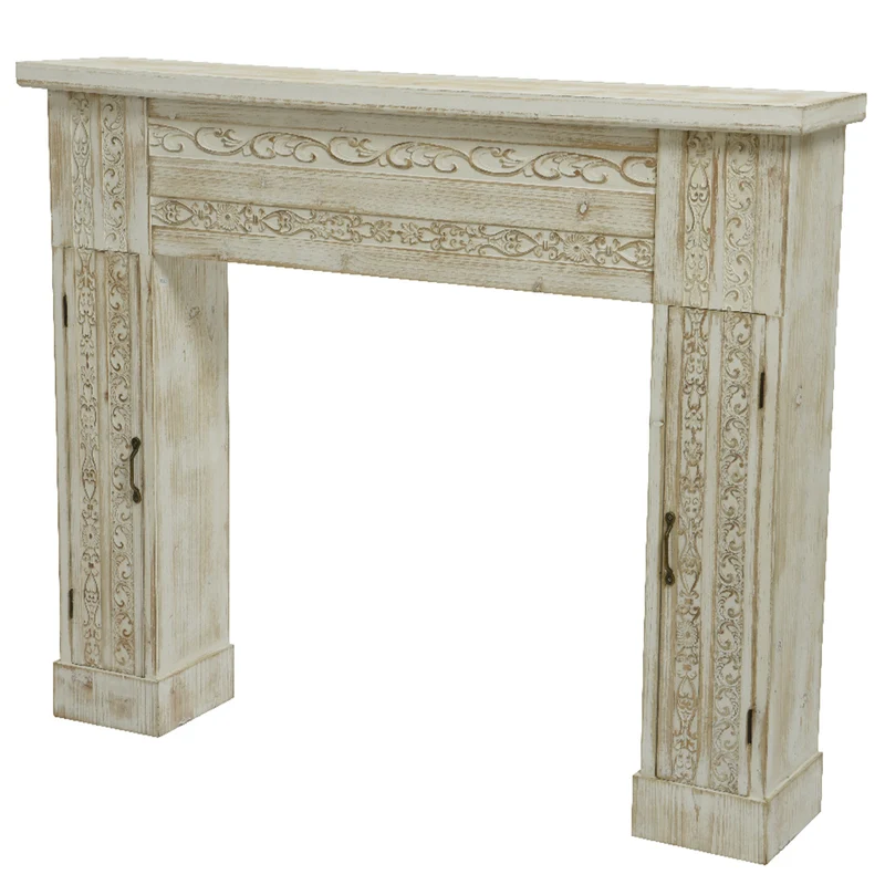 Cornice per Camino in legno Grigio decorazione da interno h 101 cm