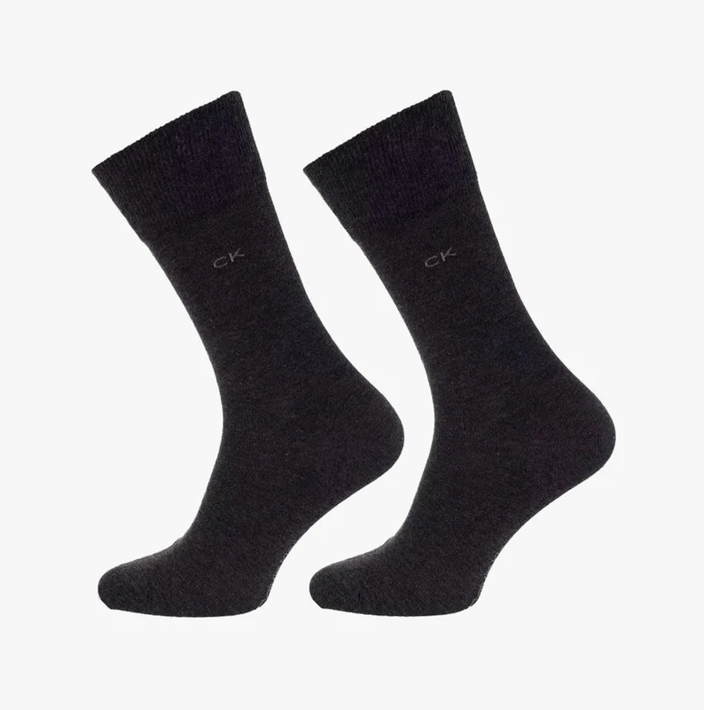 Calvin Klein 2 Pack Mens Crew Classic Socks Grey UK 9-11