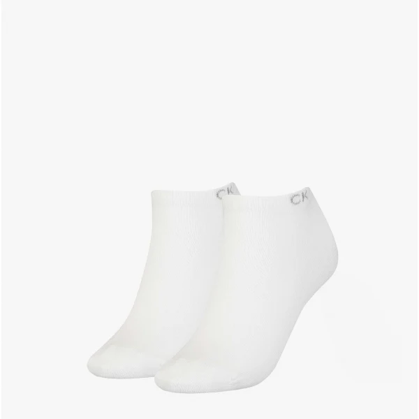 Calvin Klein 2 Pack Womens Ankle Trainer Socks White
