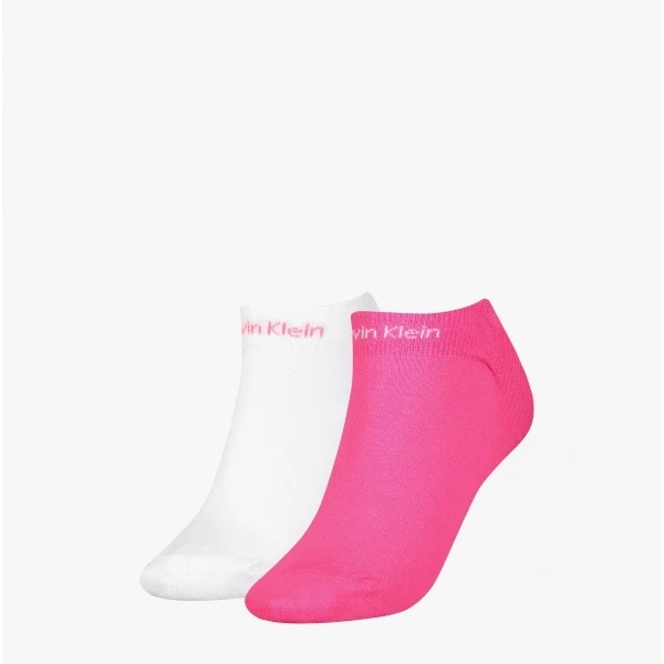 Calvin Klein 2 Pack Womens Ankle Trainer Socks Pink