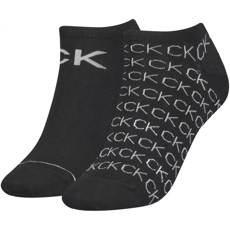 Calvin Klein 2 Pack Womens Logo Print Socks Black One-Size