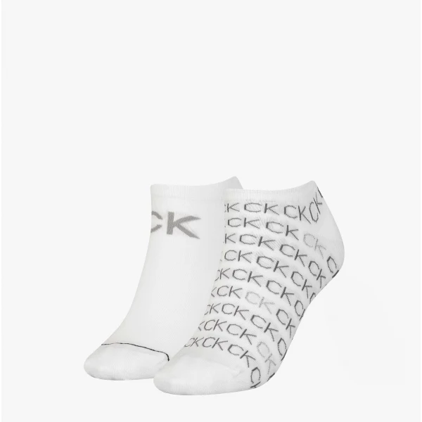 Calvin Klein 2 Pack Womens Logo Print Socks White