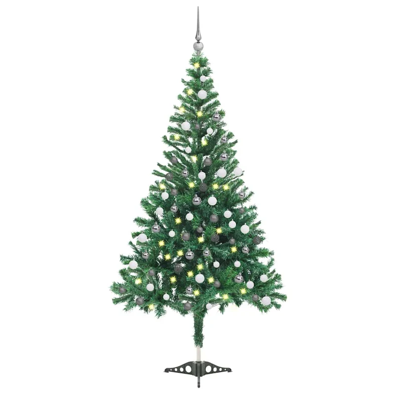 Kunstkerstboom 120 cm 230 takken met verlichting en ballen