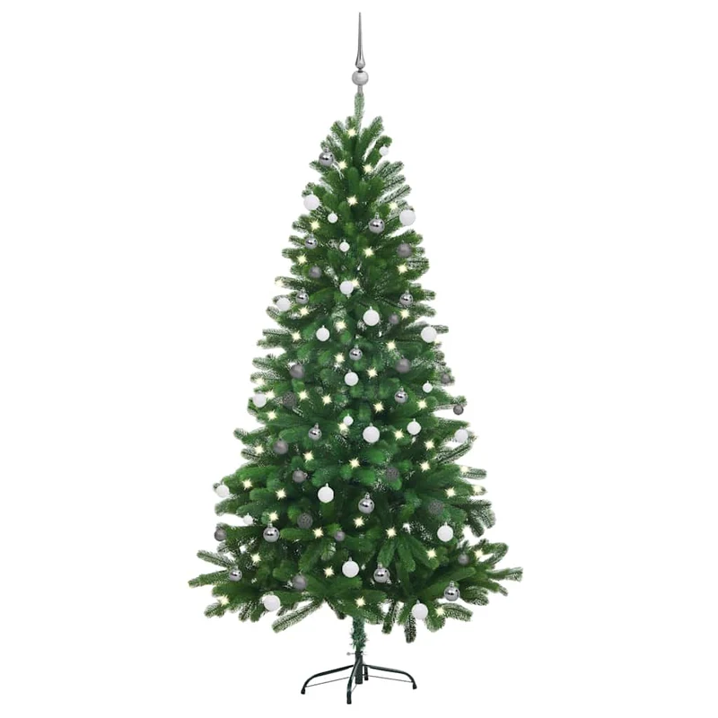 Kunstkerstboom 180 cm groen met verlichting en kerstballen