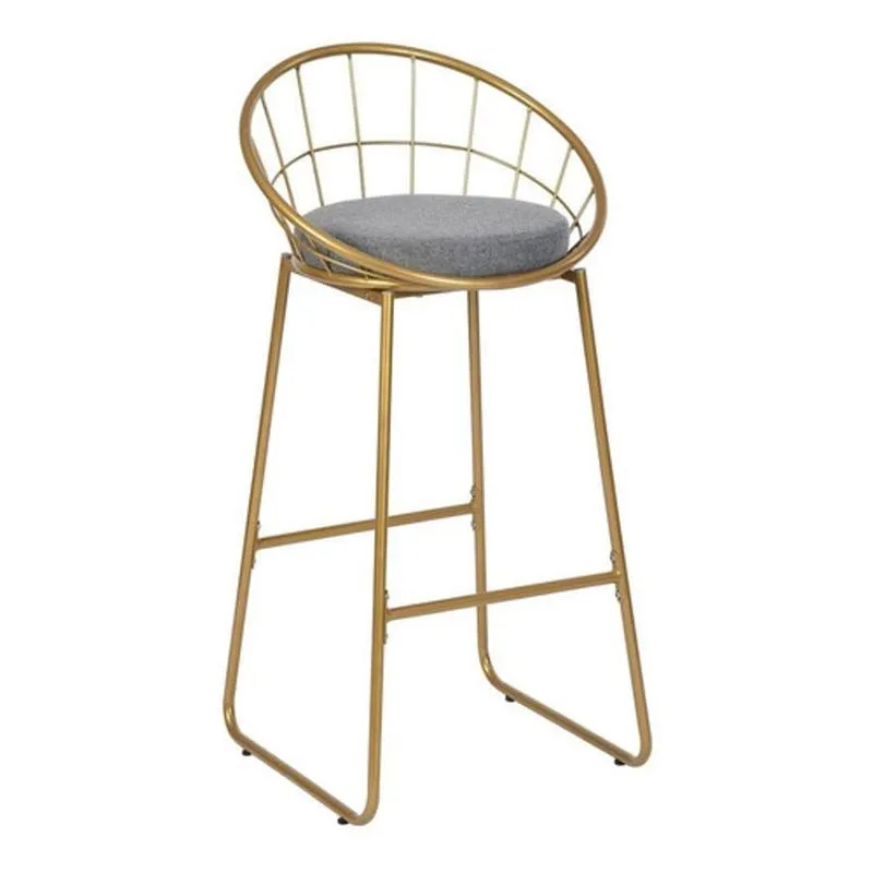Banco Bar Estofado Dourado Nordico 95x50x40cm - Marrom-claro