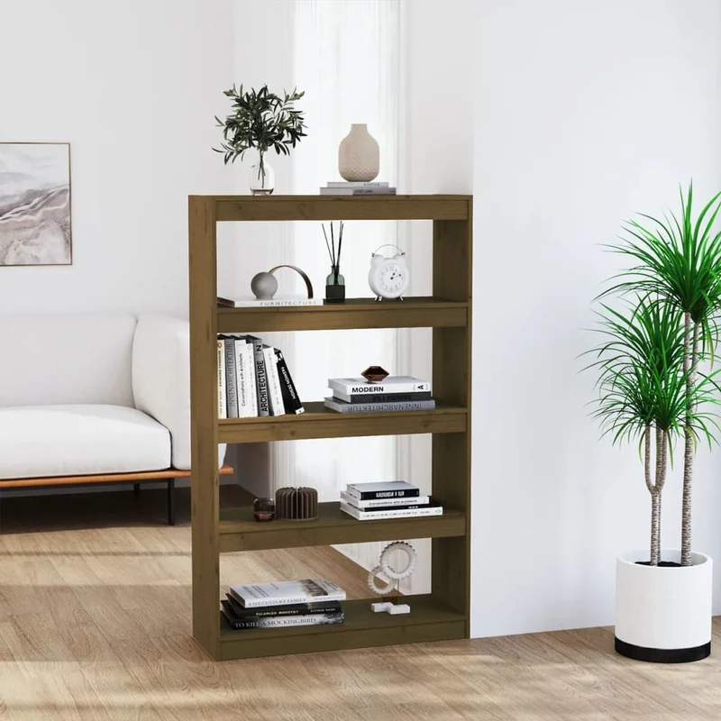 Boekenkast kamerscherm 80x30x135,5 cm massief grenenhout honingbruin