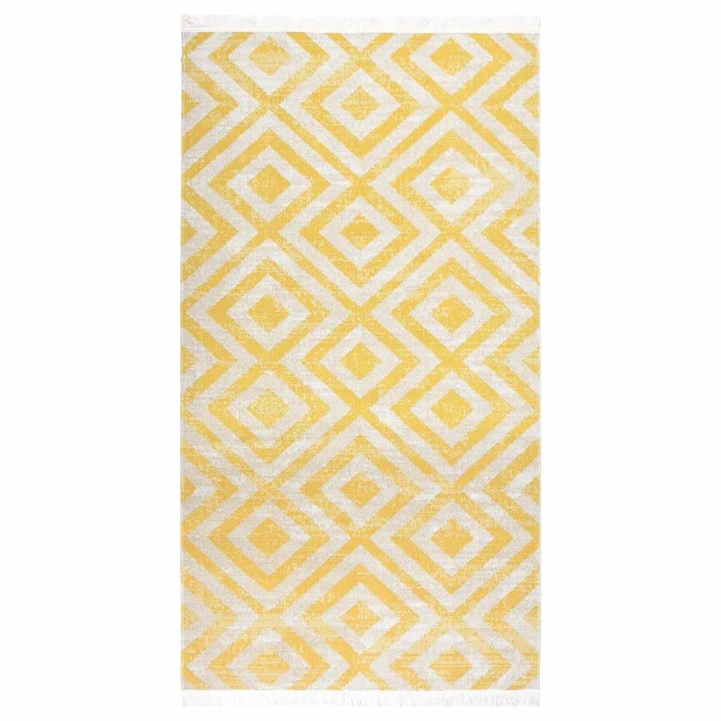 Ulkomatto litteä kudos 80x150 cm keltainen ja beige