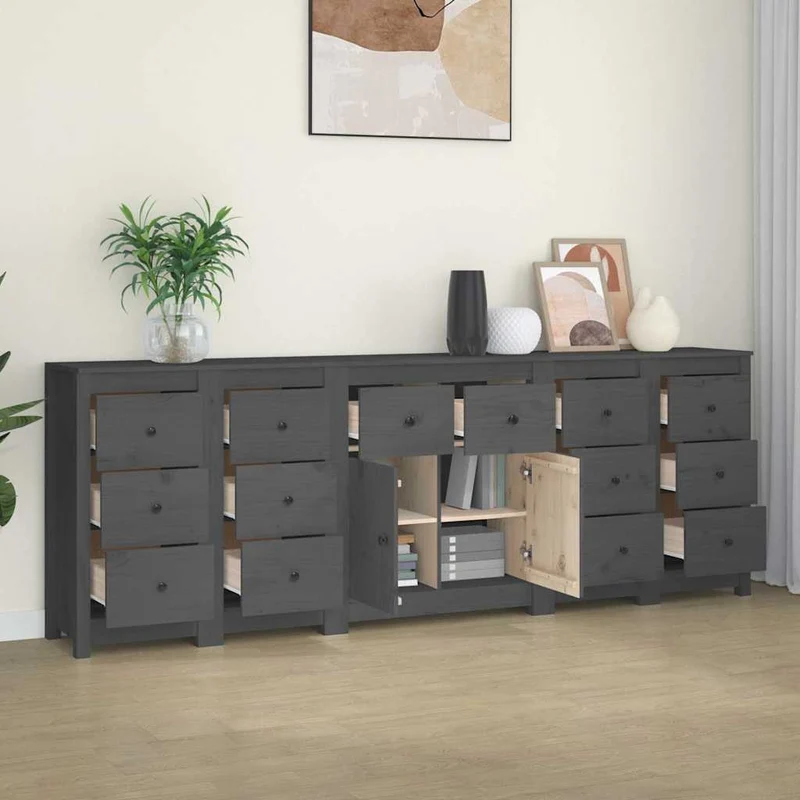 Senkki harmaa 230x35x80 cm täysi mänty