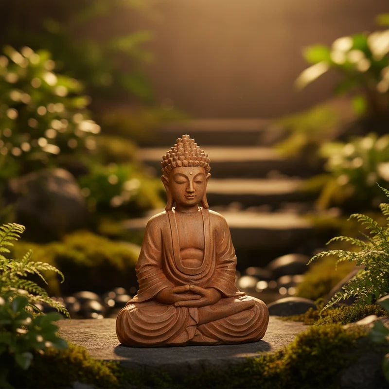 Statua decorativa in resina "Buddha in meditazione" per veranda e giardino h 37 cm