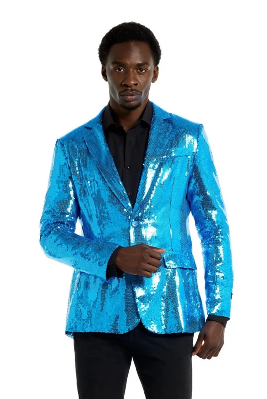 Blaue Jacke mit Pailletten L