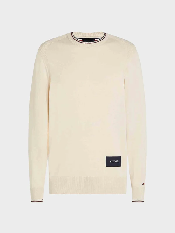 Tommy Hilfiger - Men's Knitted Organic Cotton Sweater Off White / XXL