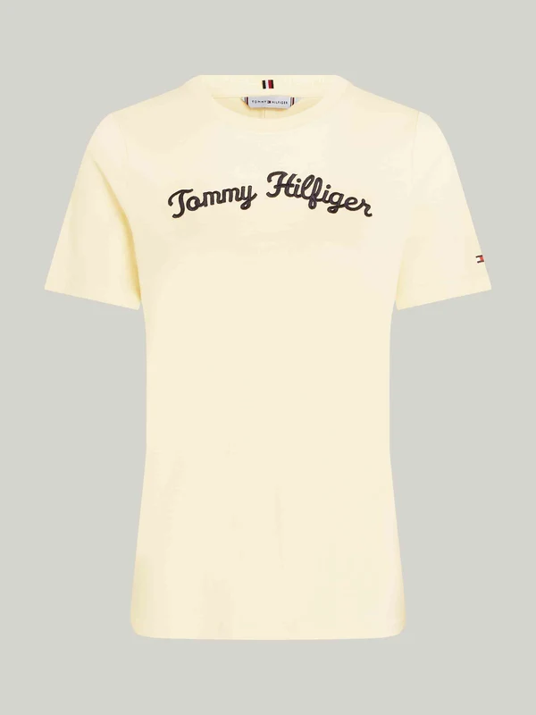 Tommy Hilfiger - Women's Regular Script Crew Neck Short Sleeve T- Shirt Light Yellow / XS