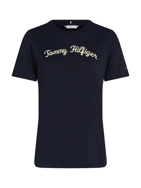 Tommy Hilfiger - Women's Regular Script Crew Neck Short Sleeve T- Shirt Desert Sky / XS
