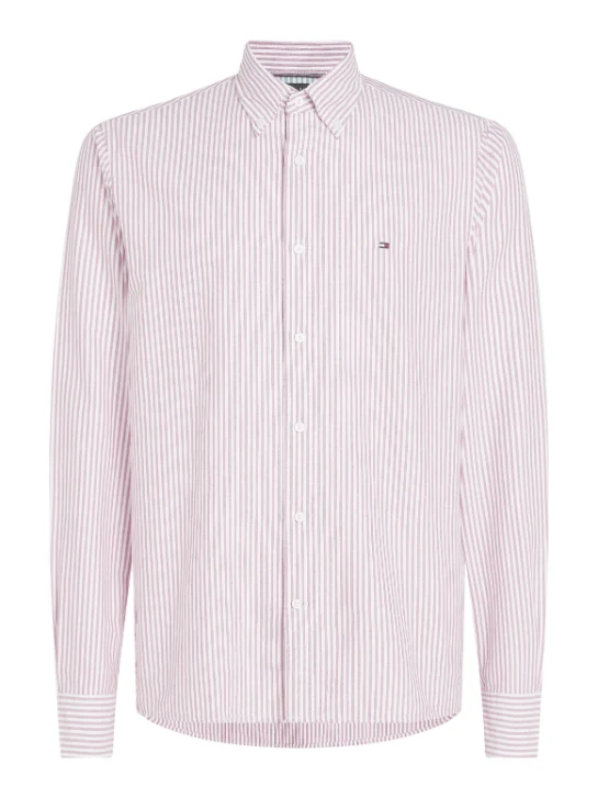 Tommy Hilfiger - Men's Heritage Stripe Regular Fit Oxford Shirt Red Stripes / XXL
