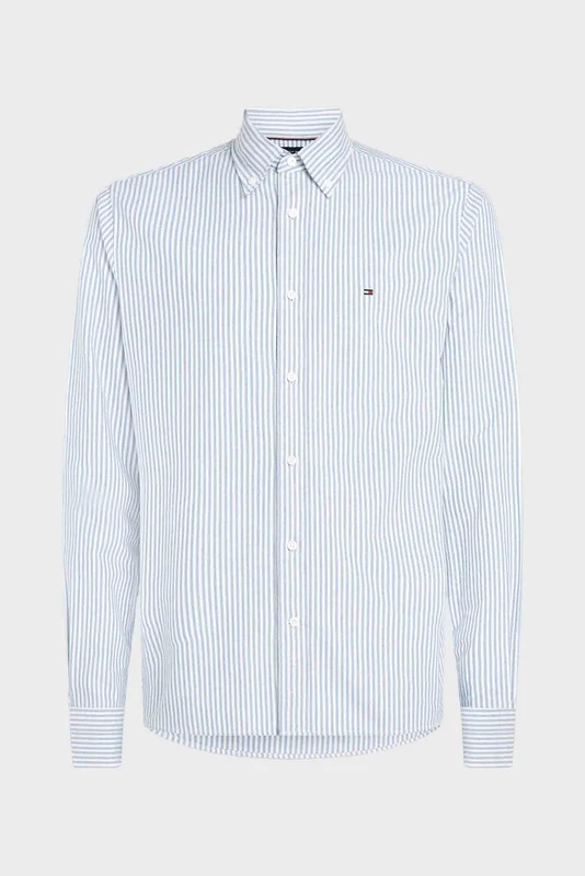Tommy Hilfiger - Men's Heritage Stripe Regular Fit Oxford Shirt Blue / White / L