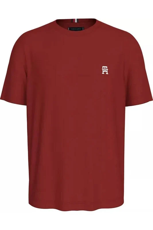 Tommy Hilfiger - Men's Monogram Embroidery Crew Neck T-Shirt Dark Red / xxxl