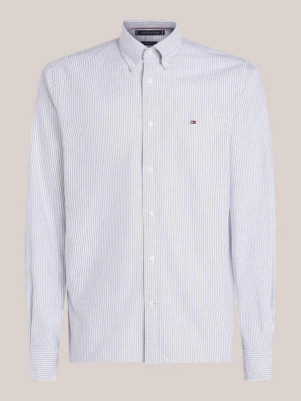 Tommy Hilfiger - Men's Heritage Stripe Regular Fit Oxford Shirt Royal blue/White / L