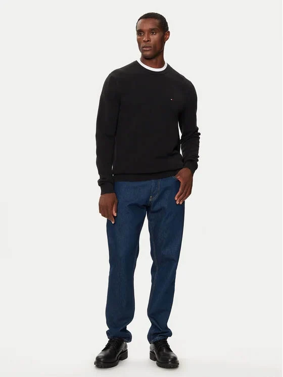 Tommy Hilfiger - Men's Crew Neck Textured Knit Jumper Black 1 / L