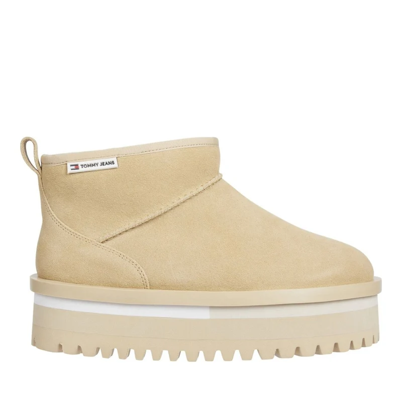 Tommy Jeans Beige Flatform Rubber Outsole Suede Boots EU 41
