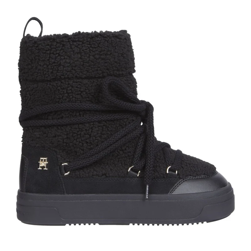 Tommy Hilfiger Black Textured Lace-Up Winter Boots EU 37