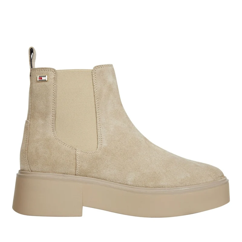 Tommy Hilfiger Beige Elastic Panel Rubber Sole Suede Chelsea Boots EU 41