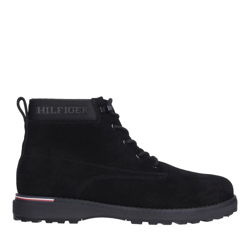 Tommy Hilfiger Black Treaded Sole Suede Leather Boots EU 41