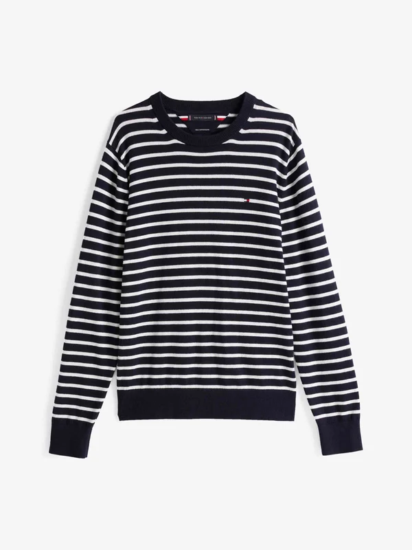 Tommy Hilfiger - Men's Monogram Cotton Cashmere Crew Neck Sweater Navy Stripes / xxxl