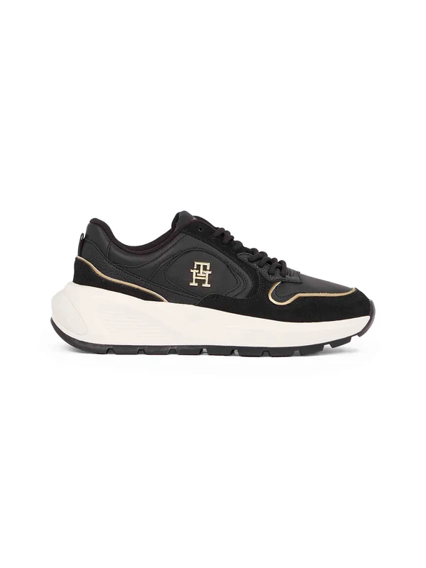 Tommy Hilfiger - Monogram Leather Chunky Runner Trainers Black 1 / 38
