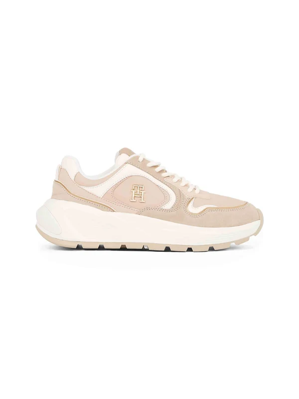 Tommy Hilfiger - Monogram Leather Chunky Runner Trainers Peach / 36