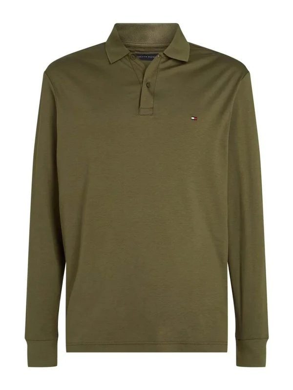 Tommy Hilfiger - Men's Liquid Cotton Regular Fit Long Sleeve Polo Army Green / XS